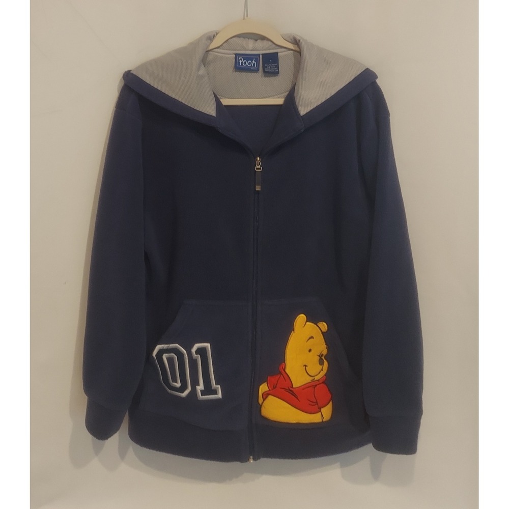Disney Jerry Leigh Vintage Winnie-the-Pooh Full Zip Fleece Hoodie Size Medium